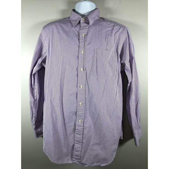 Polo Ralph Lauren Men's Button Down Shirt Size 16 Long Sleeve Purple And White - Picture 1 of 12